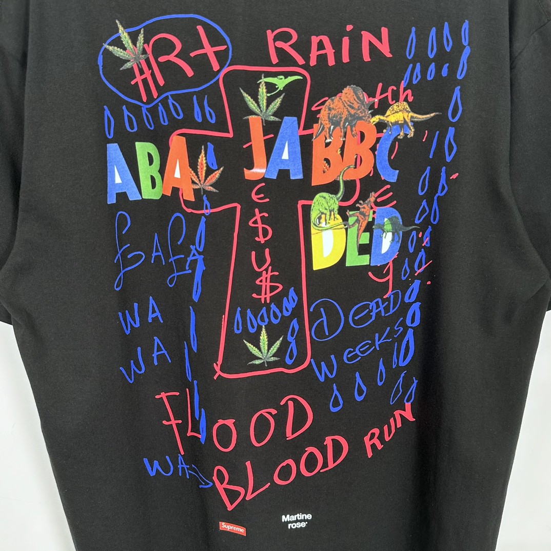 Supreme Martine rose 联名款 FW24 WEEK4 Lee Scratch Perry Tee 背面手绘涂鸦印花短袖 T恤 黑色 白色 SUP-FW24-093