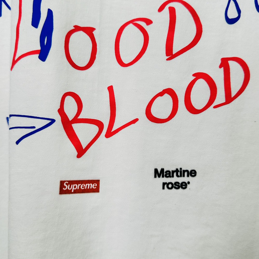 Supreme Martine rose 联名款 FW24 WEEK4 Lee Scratch Perry Tee 背面手绘涂鸦印花短袖 T恤 黑色 白色 SUP-FW24-093