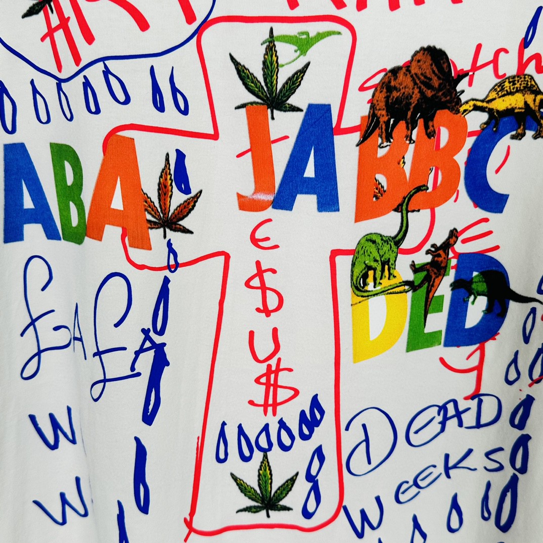 Supreme Martine rose 联名款 FW24 WEEK4 Lee Scratch Perry Tee 背面手绘涂鸦印花短袖 T恤 黑色 白色 SUP-FW24-093