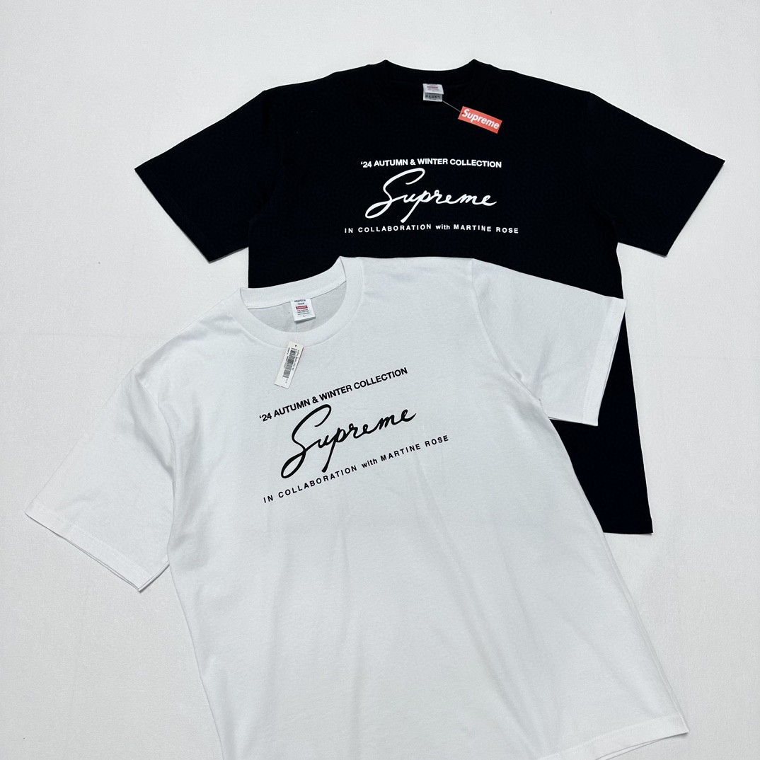 Supreme Martine rose 联名 FW24 WEEK4 Tee 胸前logo印花短袖 T恤 黑色 白色 SUP-FW24-092