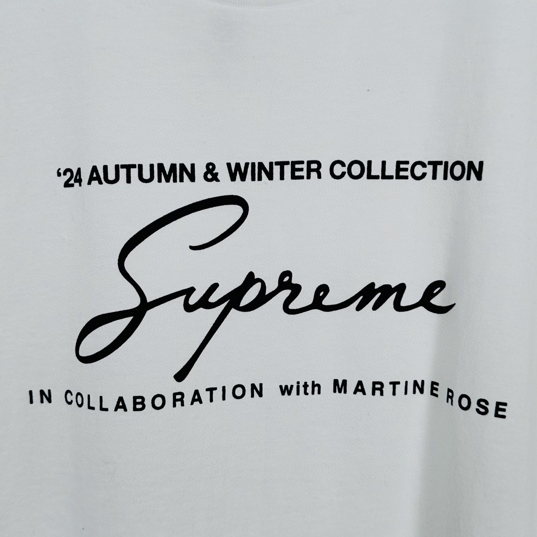 Supreme Martine rose 联名 FW24 WEEK4 Tee 胸前logo印花短袖 T恤 黑色 白色 SUP-FW24-092