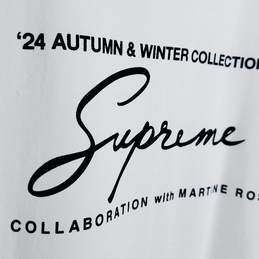 Supreme Martine rose 联名 FW24 WEEK4 Tee 胸前logo印花短袖 T恤 黑色 白色 SUP-FW24-092