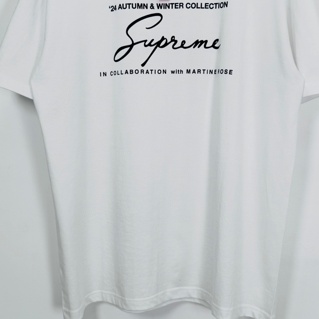 Supreme Martine rose 联名 FW24 WEEK4 Tee 胸前logo印花短袖 T恤 黑色 白色 SUP-FW24-092