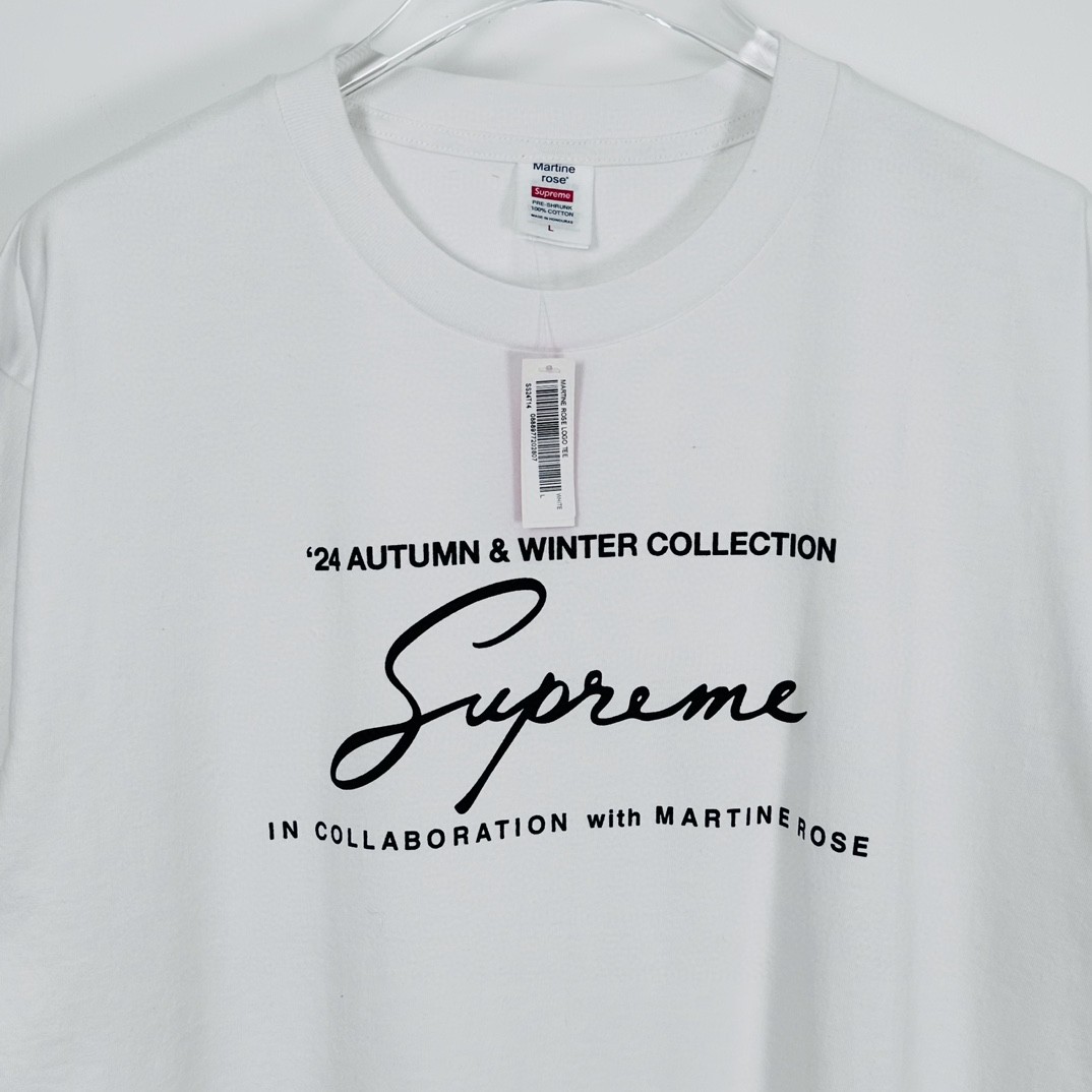 Supreme Martine rose 联名 FW24 WEEK4 Tee 胸前logo印花短袖 T恤 黑色 白色 SUP-FW24-092