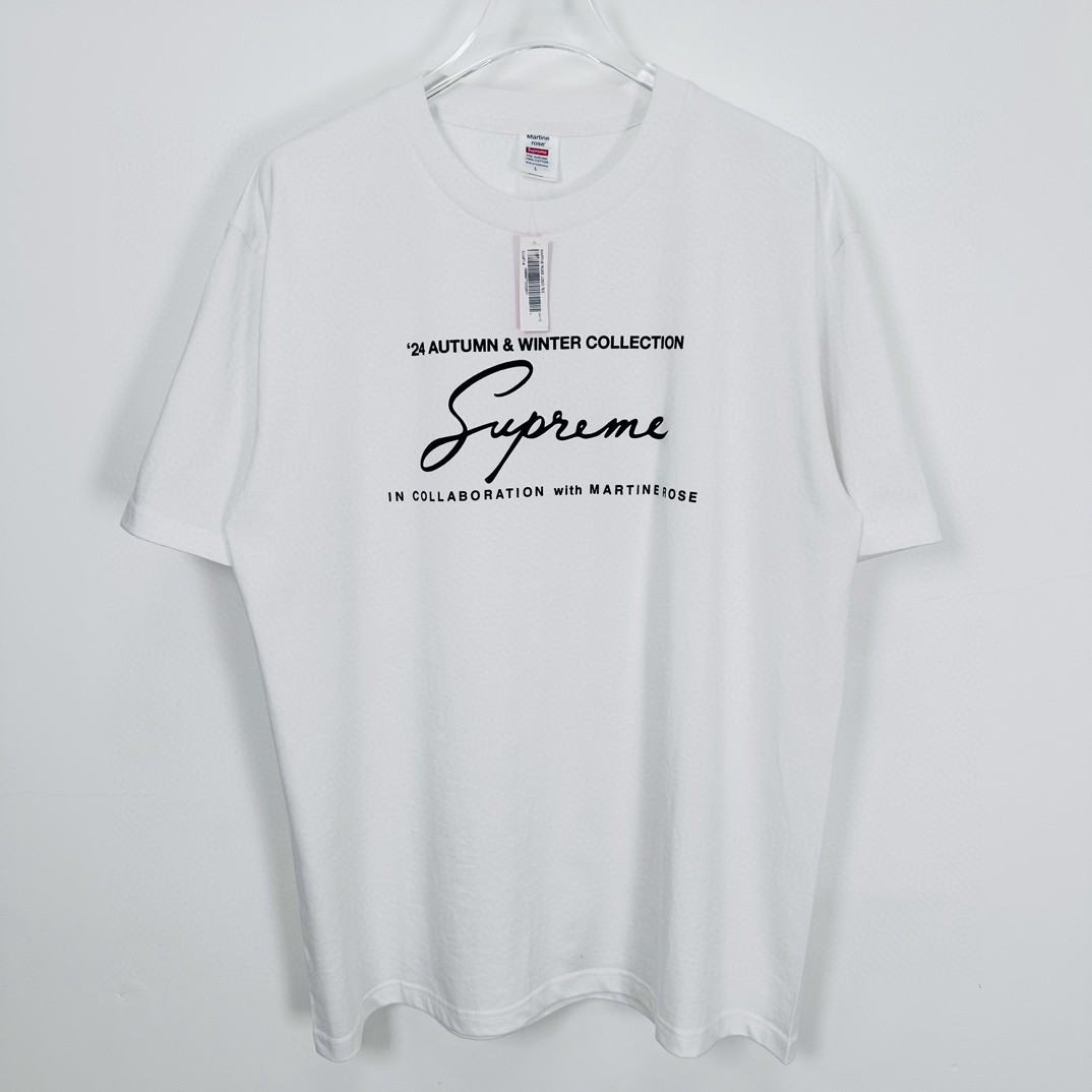 Supreme Martine rose 联名 FW24 WEEK4 Tee 胸前logo印花短袖 T恤 黑色 白色 SUP-FW24-092