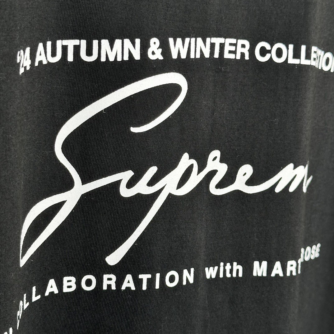 Supreme Martine rose 联名 FW24 WEEK4 Tee 胸前logo印花短袖 T恤 黑色 白色 SUP-FW24-092