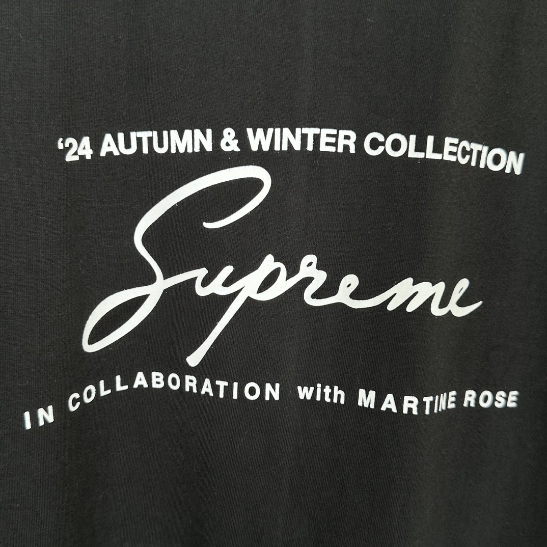 Supreme Martine rose 联名 FW24 WEEK4 Tee 胸前logo印花短袖 T恤 黑色 白色 SUP-FW24-092