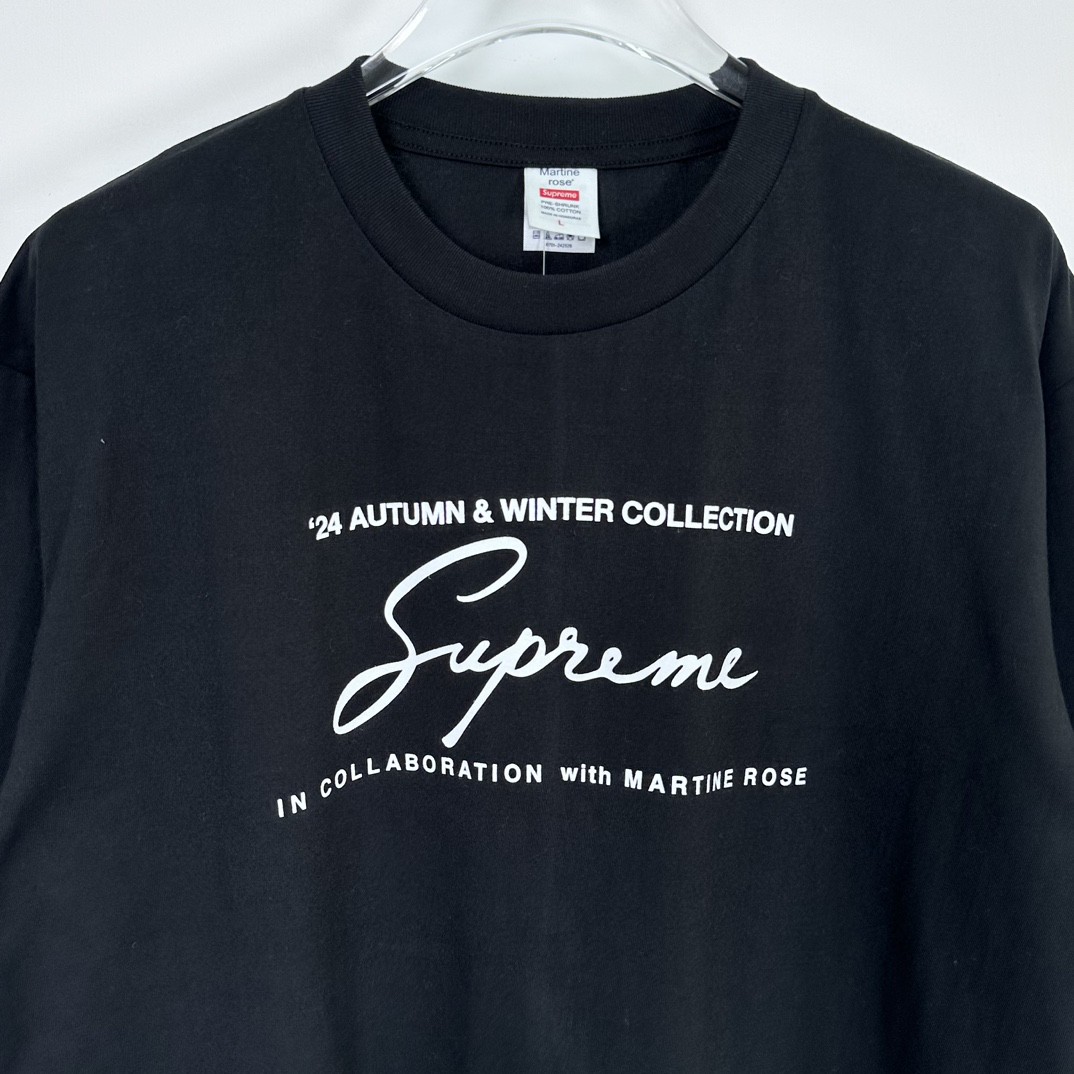 Supreme Martine rose 联名 FW24 WEEK4 Tee 胸前logo印花短袖 T恤 黑色 白色 SUP-FW24-092