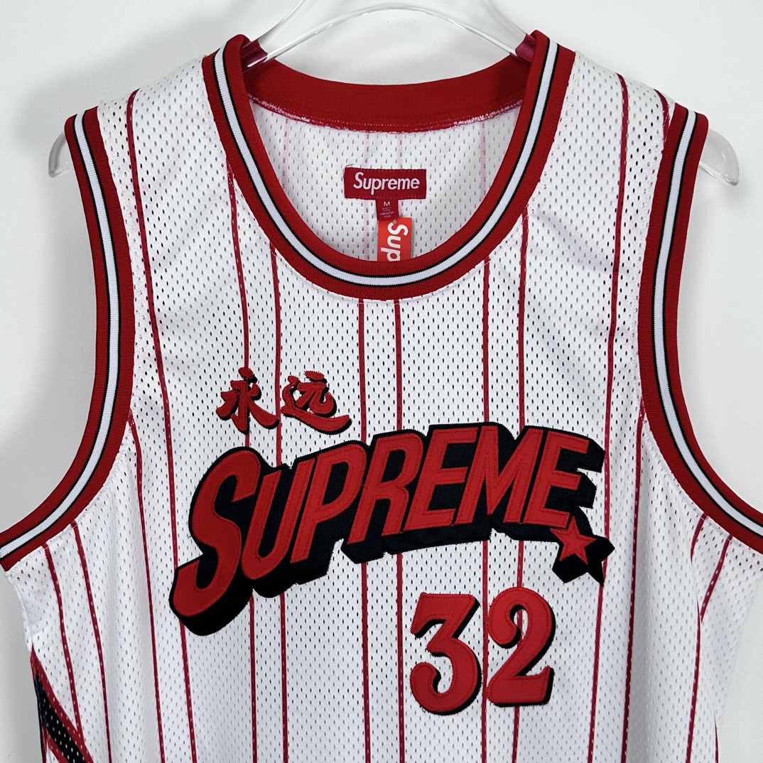 Supreme SS24 WEEK18 STAR BASKETBALL JERSEY 斜纹贴花网眼篮球背心 黑色 白色 SUP-SS24-285