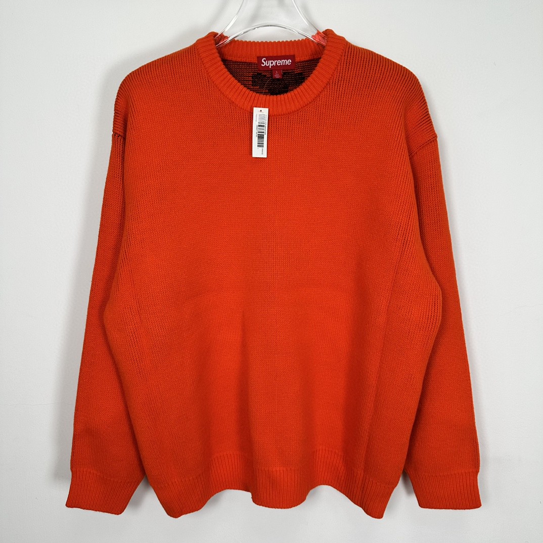 Supreme THRASHER 联名款 FW24 WEEK6 Sweater 背面十字字母logo毛衣 圆领 长袖 黑色 灰色 红色 SUP-FW24-122