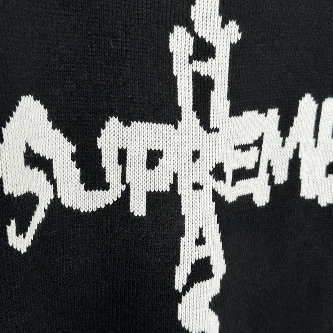Supreme THRASHER 联名款 FW24 WEEK6 Sweater 背面十字字母logo毛衣 圆领 长袖 黑色 灰色 红色 SUP-FW24-122
