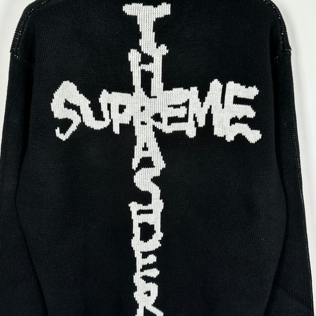Supreme THRASHER 联名款 FW24 WEEK6 Sweater 背面十字字母logo毛衣 圆领 长袖 黑色 灰色 红色 SUP-FW24-122