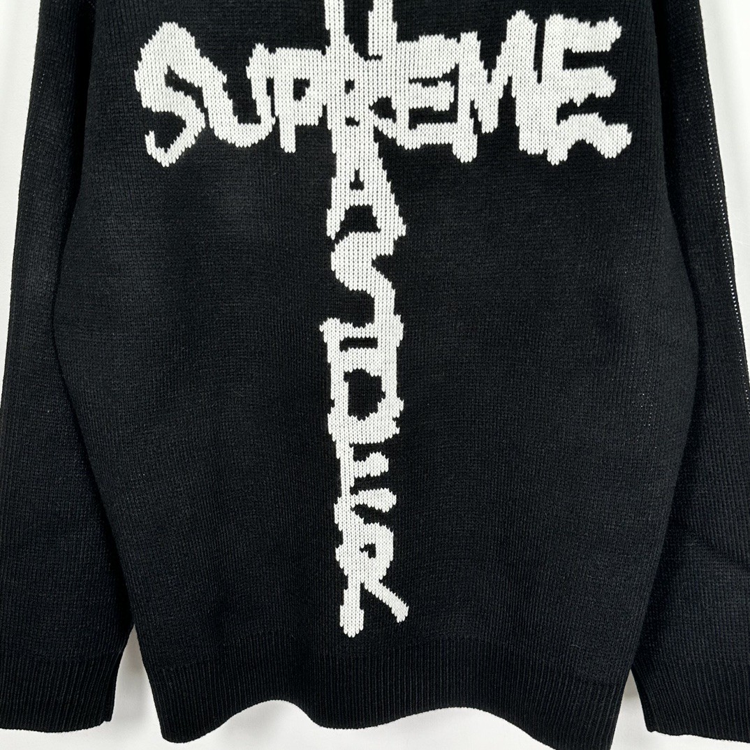 Supreme THRASHER 联名款 FW24 WEEK6 Sweater 背面十字字母logo毛衣 圆领 长袖 黑色 灰色 红色 SUP-FW24-122
