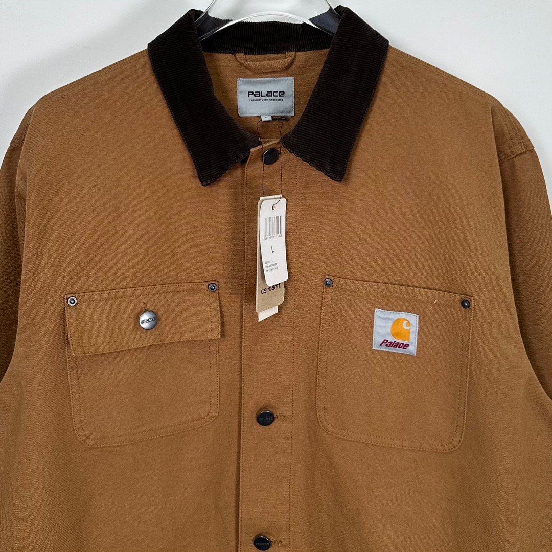 PALACE Carhartt WIP FW23 联名系列 多袋背面Logo刺绣拼接工装夹克 外套 长袖 卡其色 I032716-KHAKI