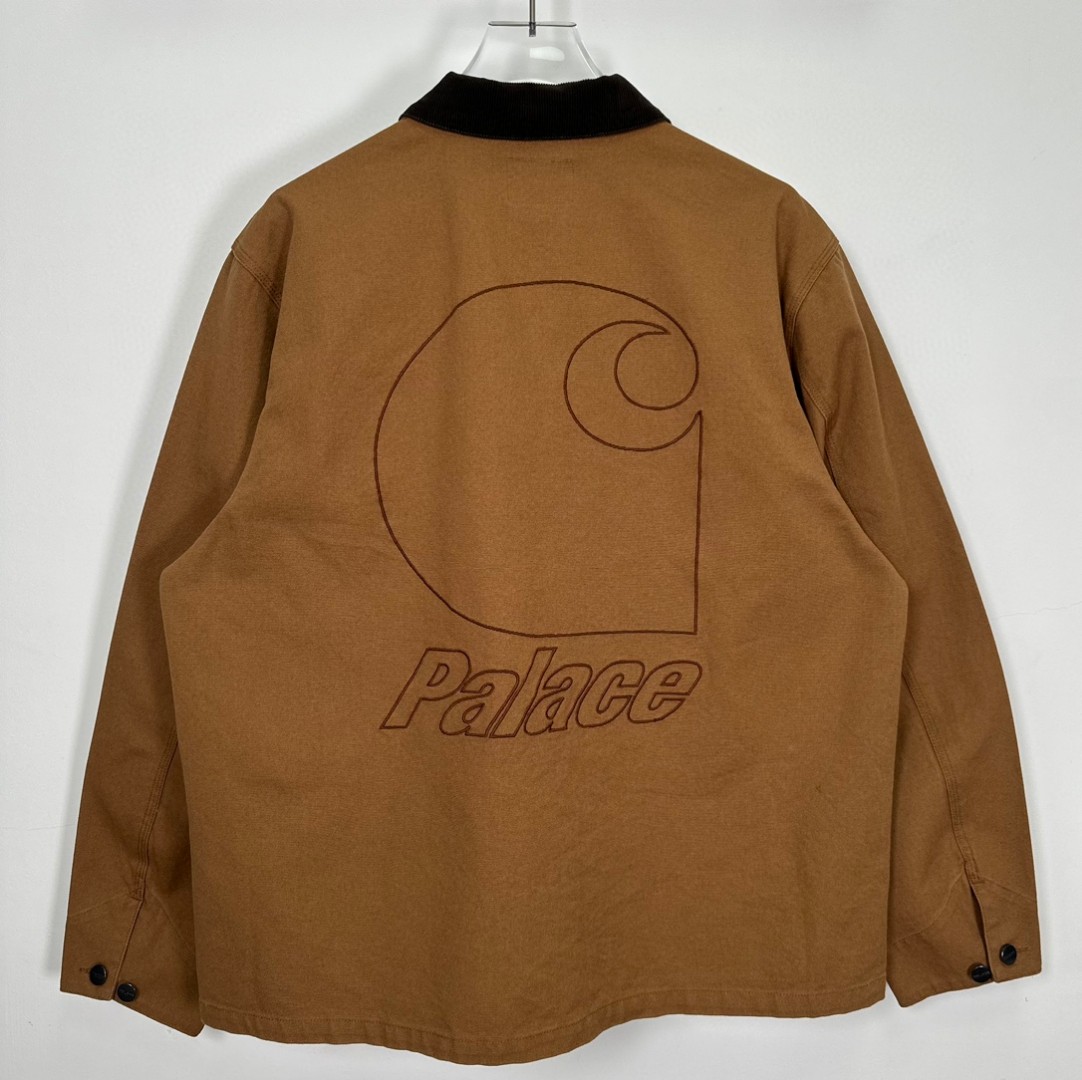 PALACE Carhartt WIP FW23 联名系列 多袋背面Logo刺绣拼接工装夹克 外套 长袖 卡其色 I032716-KHAKI