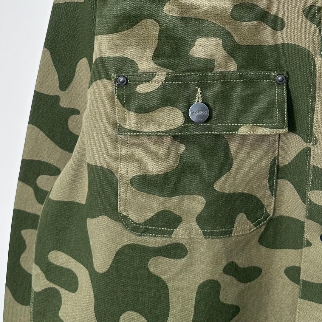 PALACE Carhartt WIP FW23 联名系列 经典迷彩多袋背面Logo刺绣拼接工装夹克 外套 长袖 绿色 I032716