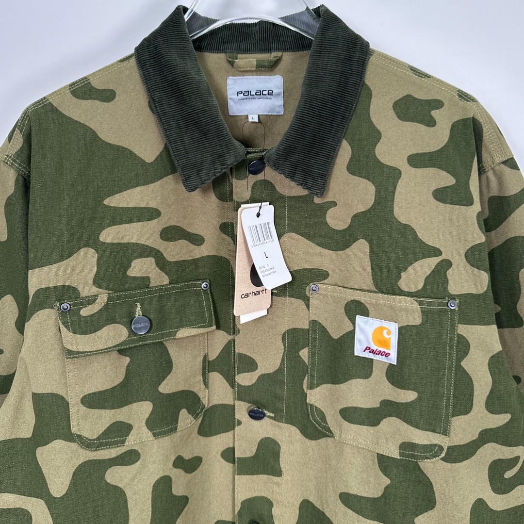 PALACE Carhartt WIP FW23 联名系列 经典迷彩多袋背面Logo刺绣拼接工装夹克 外套 长袖 绿色 I032716