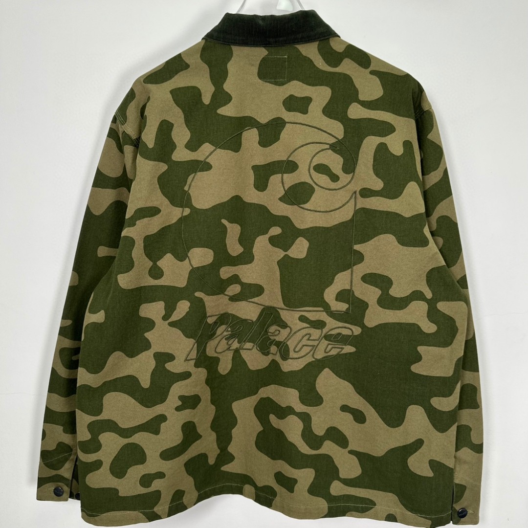 PALACE Carhartt WIP FW23 联名系列 经典迷彩多袋背面Logo刺绣拼接工装夹克 外套 长袖 绿色 I032716