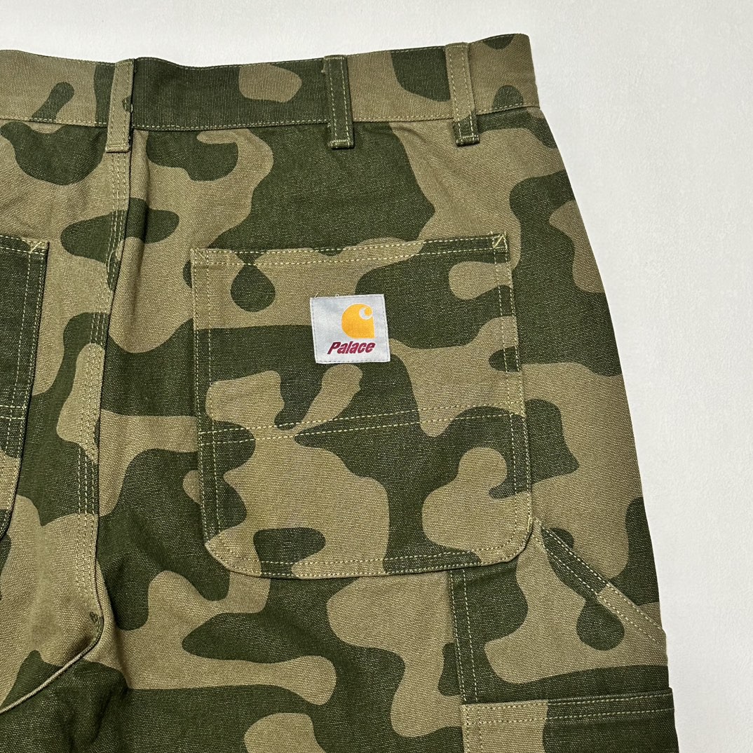 PALACE Carhartt WIP FW23 联名系列 经典迷彩工装裤 伐木裤 裤子 长裤 绿色 I032720-GREEN
