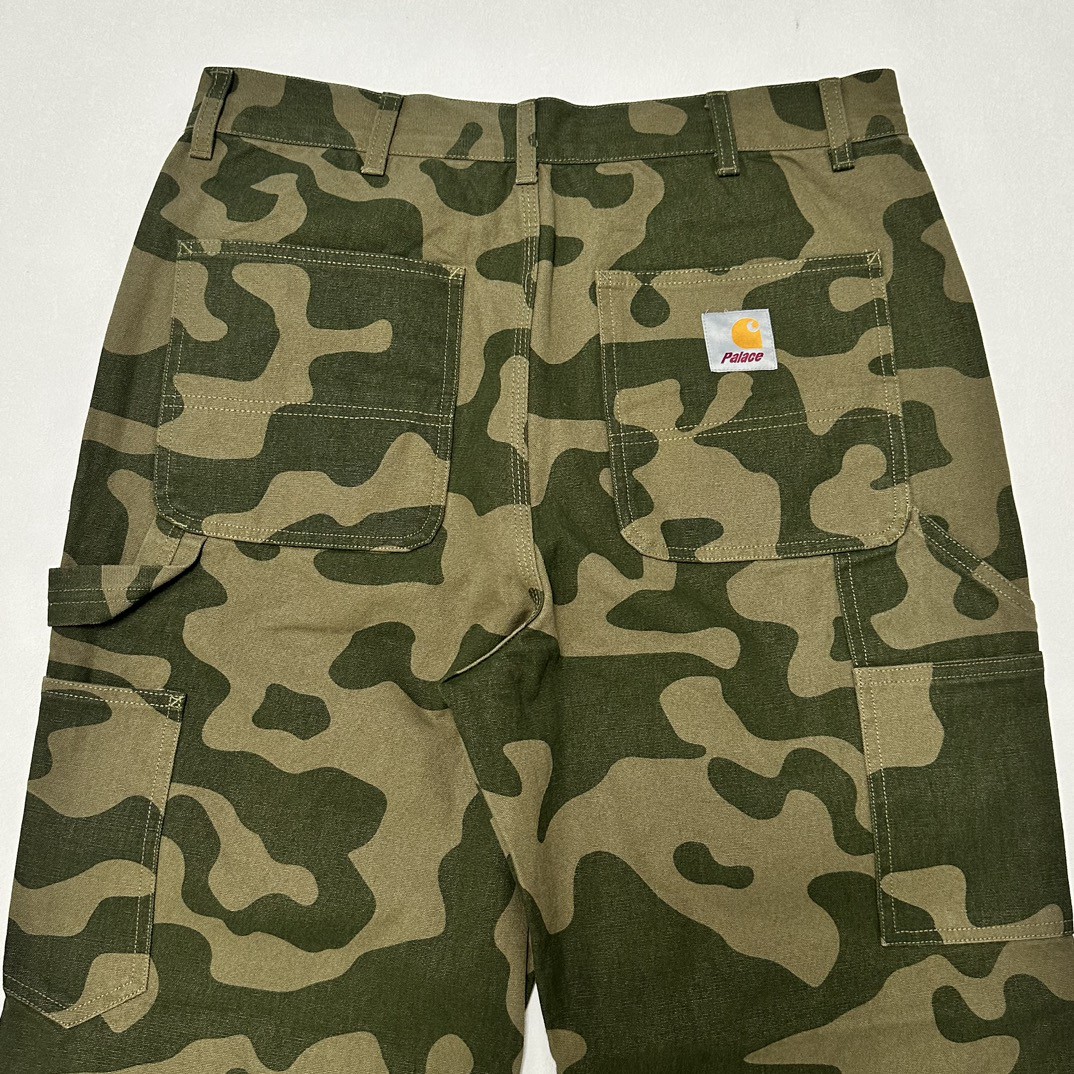 PALACE Carhartt WIP FW23 联名系列 经典迷彩工装裤 伐木裤 裤子 长裤 绿色 I032720-GREEN
