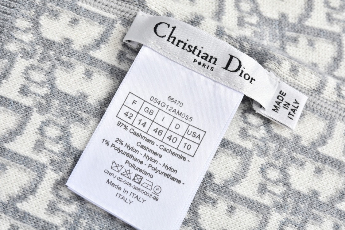 DIOR 迪奥 双面两穿提花满印羊绒连帽针织衫 毛衣 外套 长袖 灰色 054G12AM055-X8270