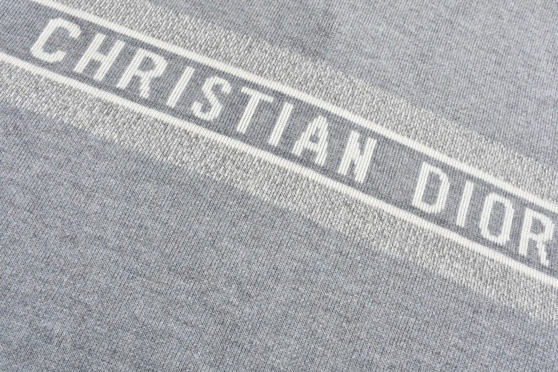 DIOR 迪奥 双面两穿提花满印羊绒连帽针织衫 毛衣 外套 长袖 灰色 054G12AM055-X8270