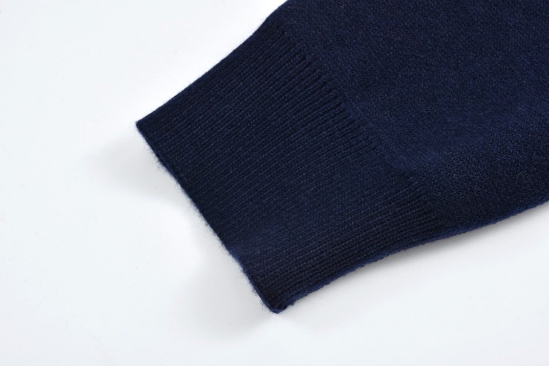 DIOR 迪奥 双面两穿提花满印羊绒连帽针织衫 毛衣 外套 长袖 海军蓝 054G12AM055-X5820