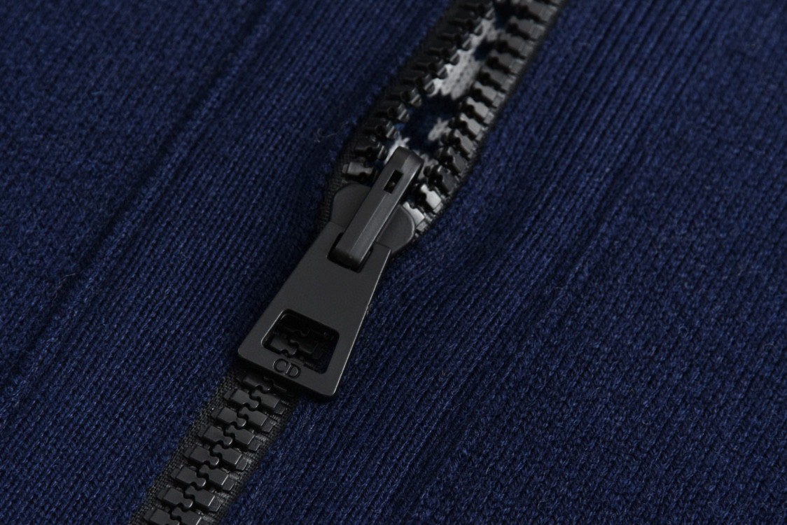 DIOR 迪奥 双面两穿提花满印羊绒连帽针织衫 毛衣 外套 长袖 海军蓝 054G12AM055-X5820