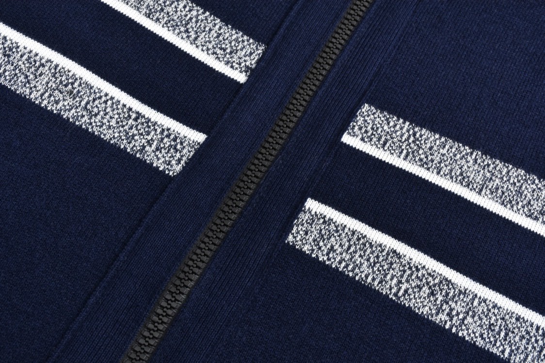 DIOR 迪奥 双面两穿提花满印羊绒连帽针织衫 毛衣 外套 长袖 海军蓝 054G12AM055-X5820