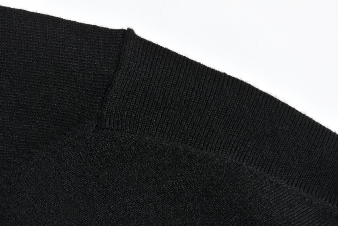 PRADA 普拉达 提花字母logo小标polo领毛衣 长袖 灰色 黑色 P24G2O-15EY-F0480-S-OOO