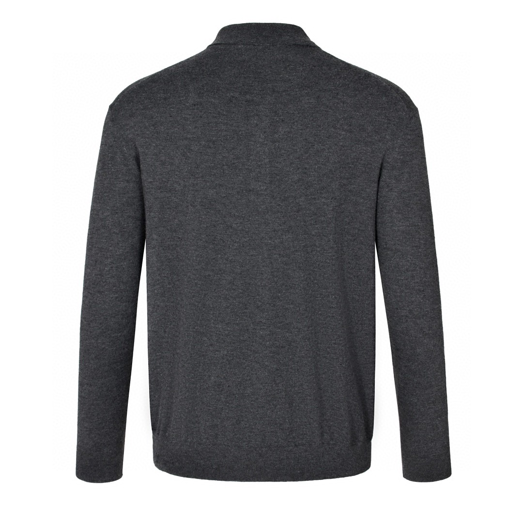 PRADA 普拉达 提花字母logo小标polo领毛衣 长袖 灰色 黑色 P24G2O-15EY-F0480-S-OOO