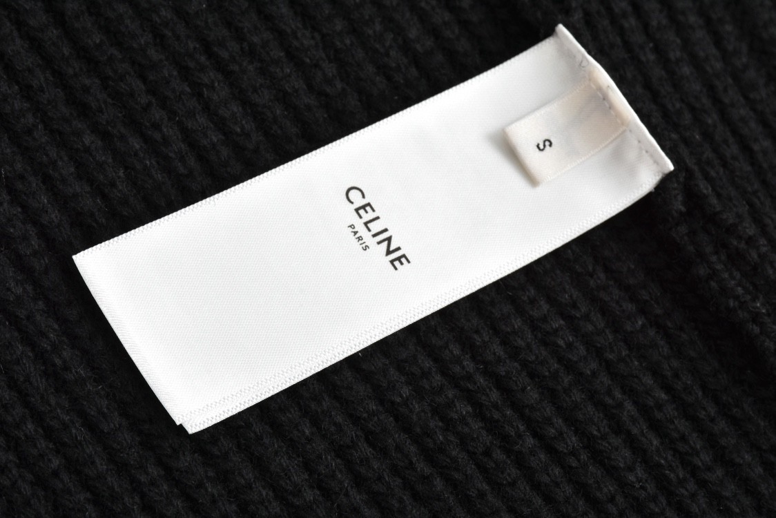 CELINE 赛琳 刺绣字母logo连帽抽绳毛衣 卫衣 长袖 黑色 2AX0A311Y-38NO
