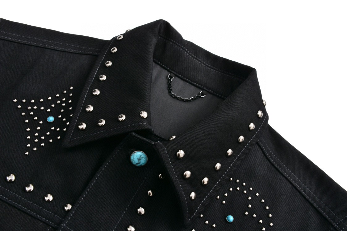 LOUIS VUITTON 路易威登 西部世界绿松石铆钉牛仔外套 夹克 长袖 黑色 1AFWX1
