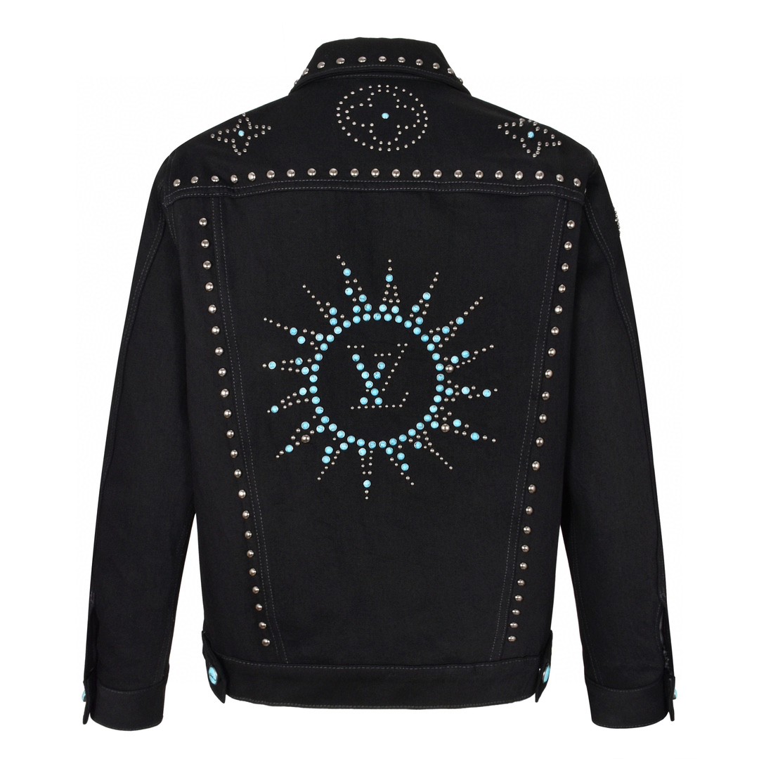 LOUIS VUITTON 路易威登 西部世界绿松石铆钉牛仔外套 夹克 长袖 黑色 1AFWX1