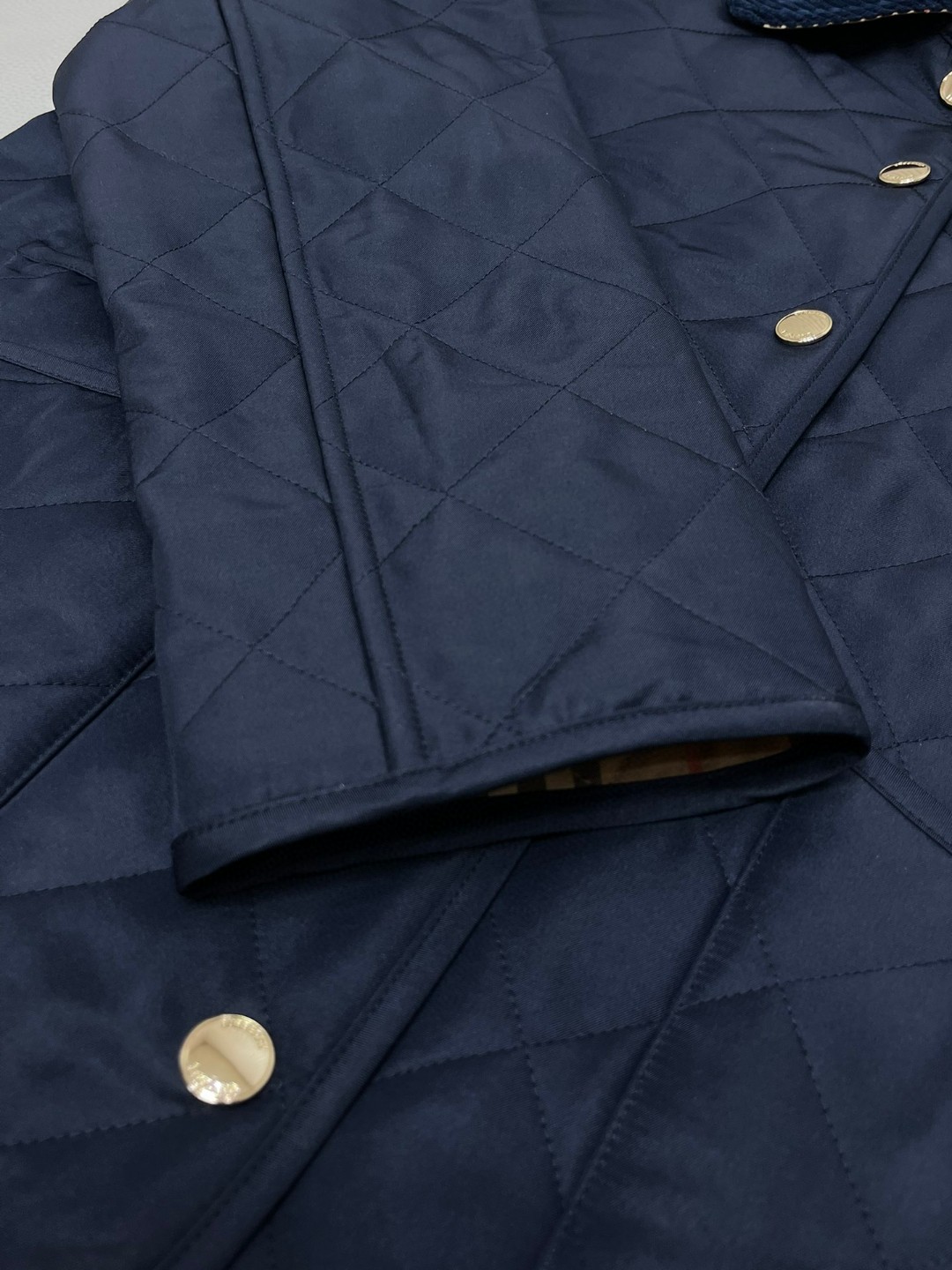 Burberry 巴宝莉 灯芯绒衣领珩缝棉服 夹克 长袖 外套 海军蓝 80392241