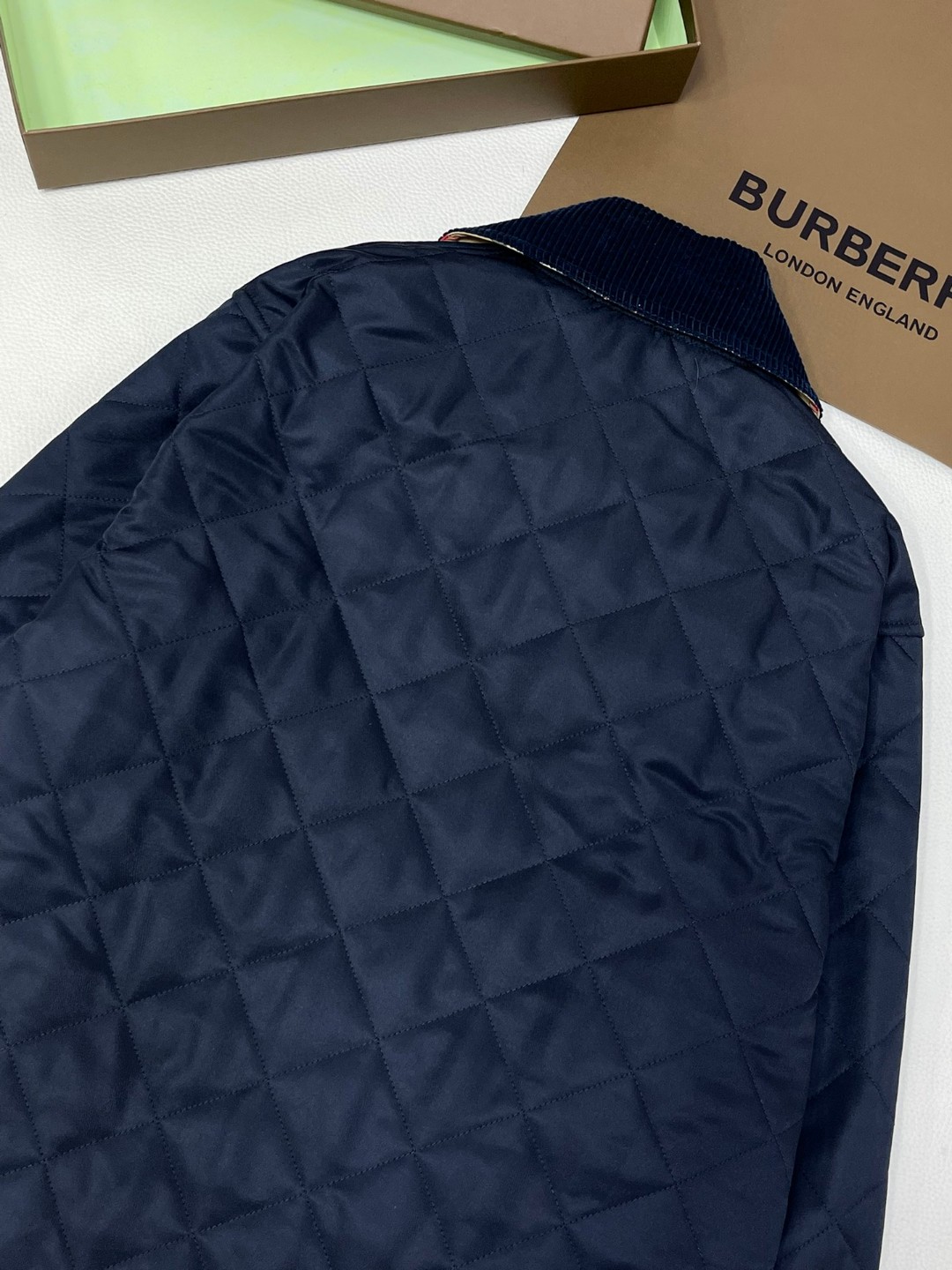 Burberry 巴宝莉 灯芯绒衣领珩缝棉服 夹克 长袖 外套 海军蓝 80392241