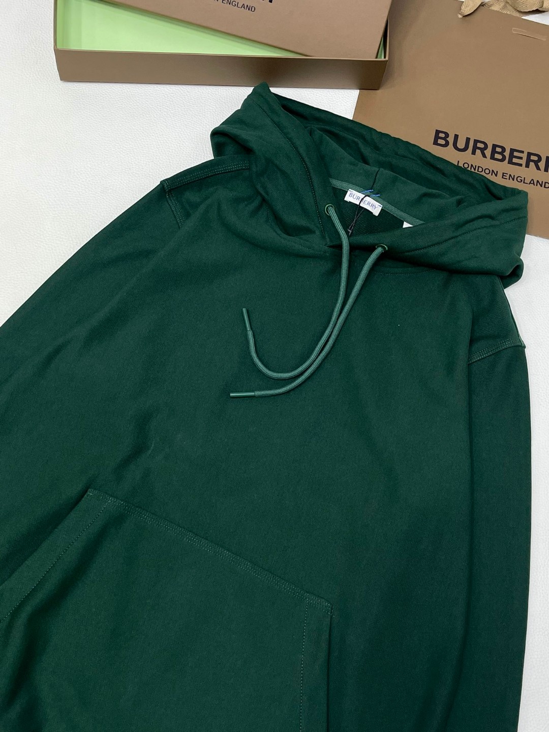 Burberry 巴宝莉 衣摆刺绣战马小贴标抽绳连帽卫衣 长袖 白色 黑色 绿色 