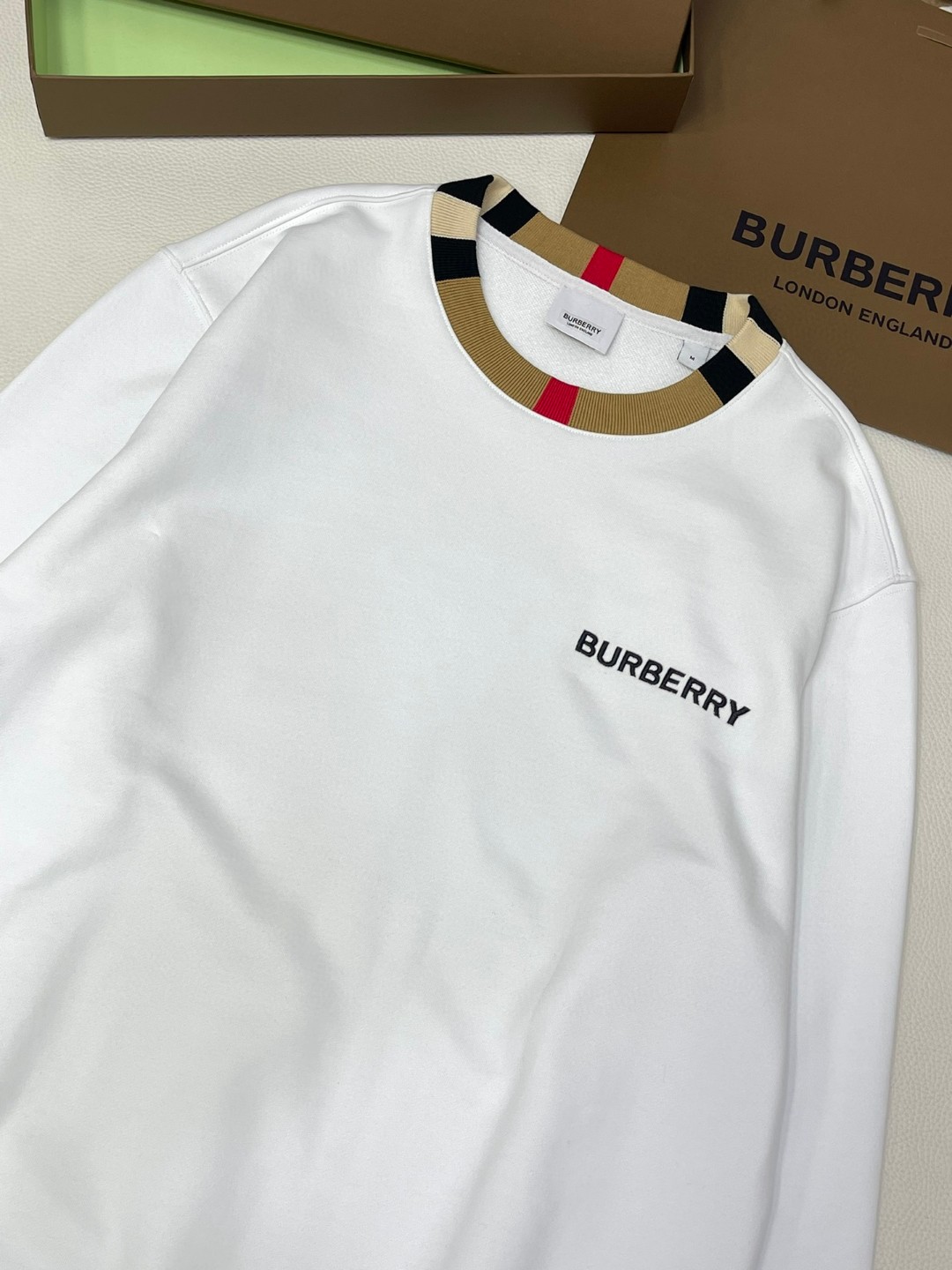 Burberry 巴宝莉 拼色刺绣字母logo圆领卫衣 长袖 白色 黑色 80695311
