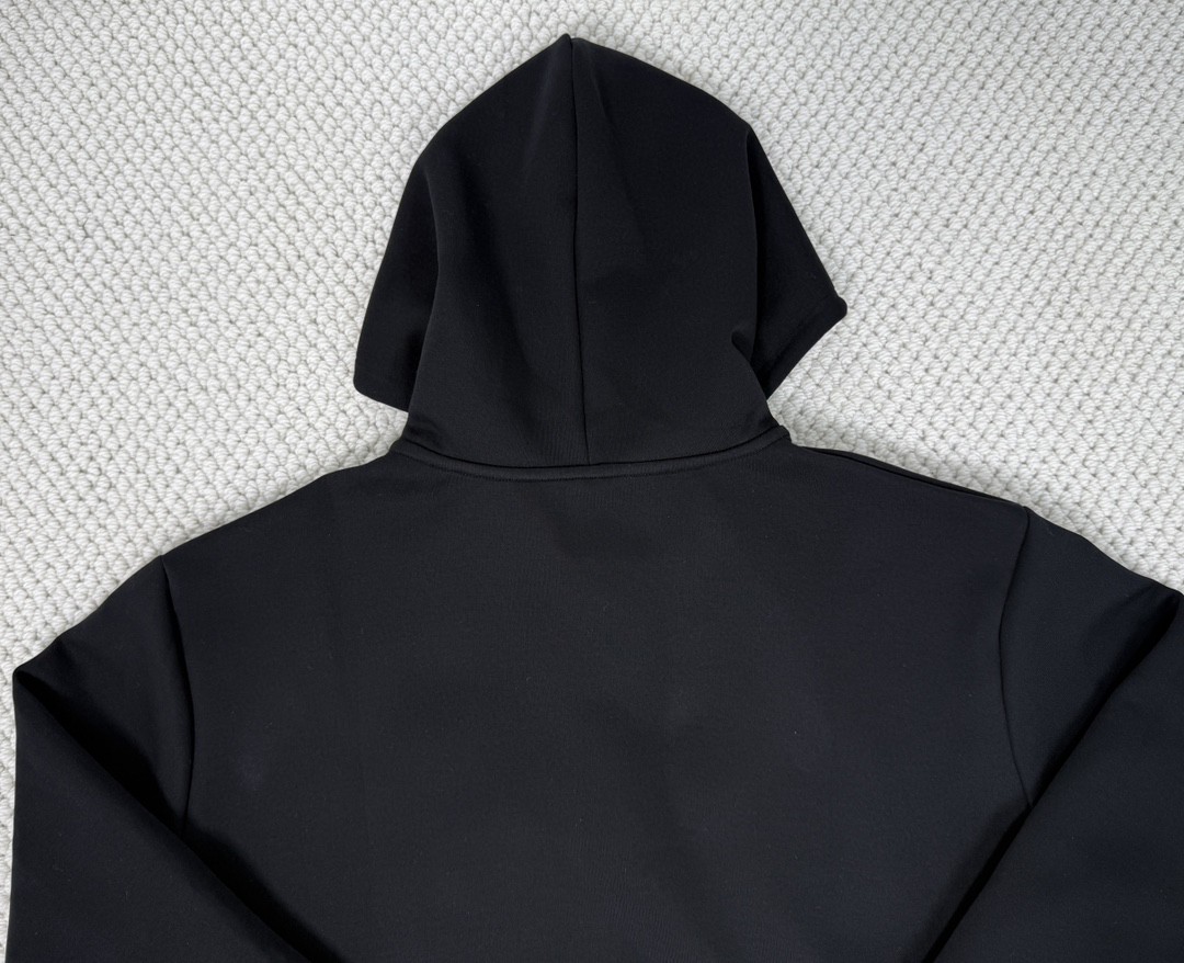 LOUIS VUITTON 路易威登 刺绣字母logo珍珠抽绳拉链连帽卫衣 外套 长袖 黑色 1AFJGD