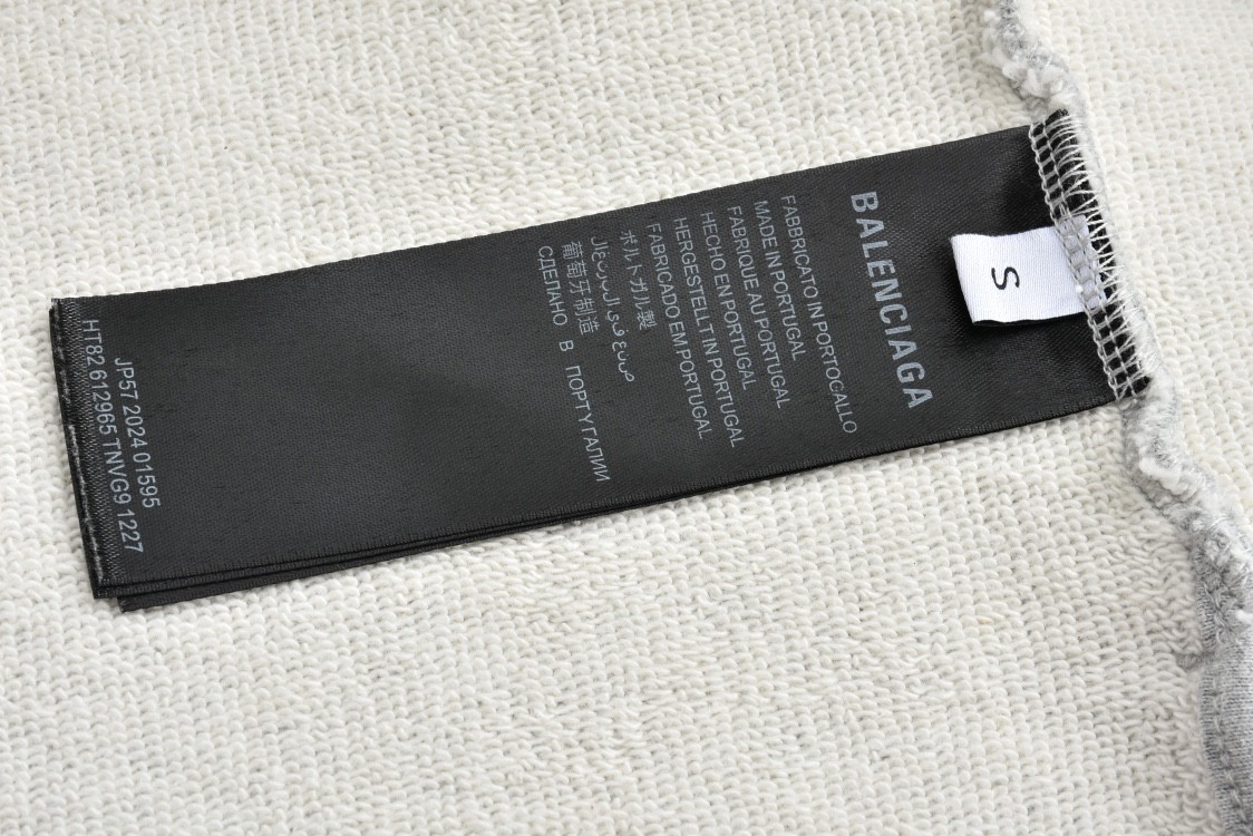 Balenciaga 巴黎世家 破洞胶带字母logo印花连帽卫衣 外套 长袖 秋冬 深红色 灰色 744441TQVA94029