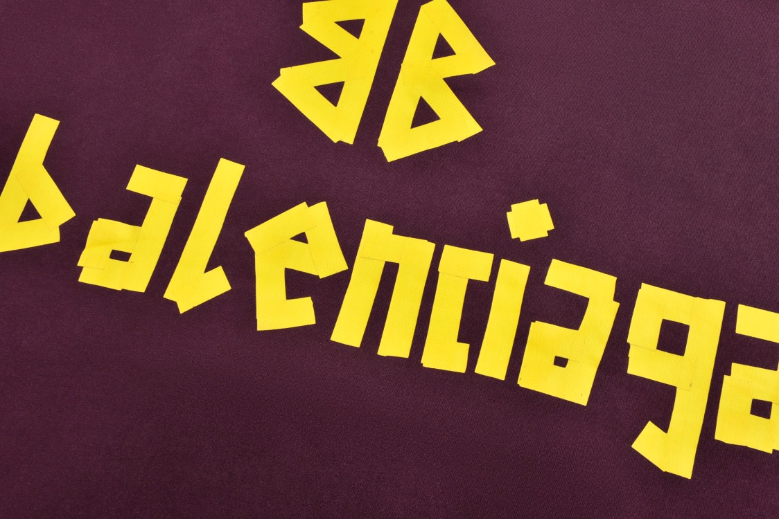 Balenciaga 巴黎世家 破洞胶带字母logo印花连帽卫衣 外套 长袖 秋冬 深红色 灰色 744441TQVA94029