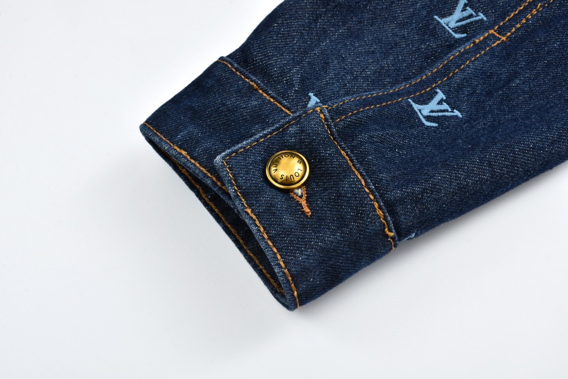 LOUIS VUITTON 路易威登 小logo字母刺绣牛仔外套 夹克 外套 长袖 蓝色 1AFYBY