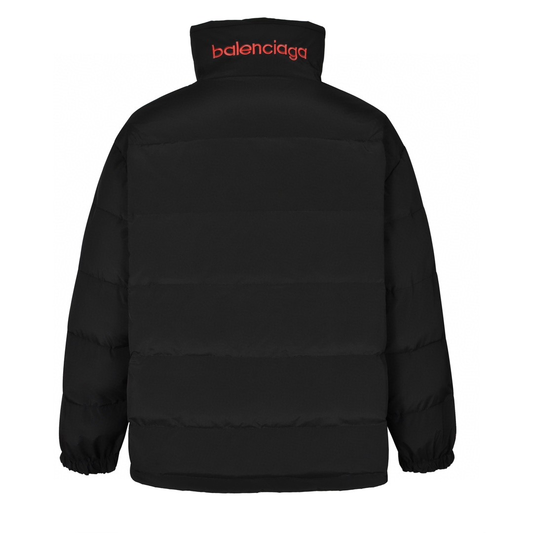 Balenciaga 巴黎世家 双面两穿刺绣字母logo拉链棉服 外套 长袖 秋冬 黑色 773047TPO061000