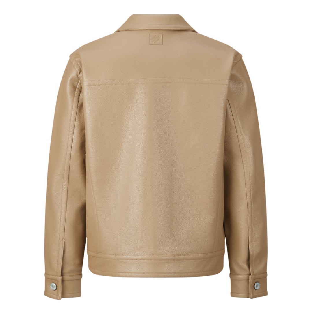 LOUIS VUITTON 路易威登 花卉刺绣皮衣 夹克 外套 长袖 褐色 1AFQO6