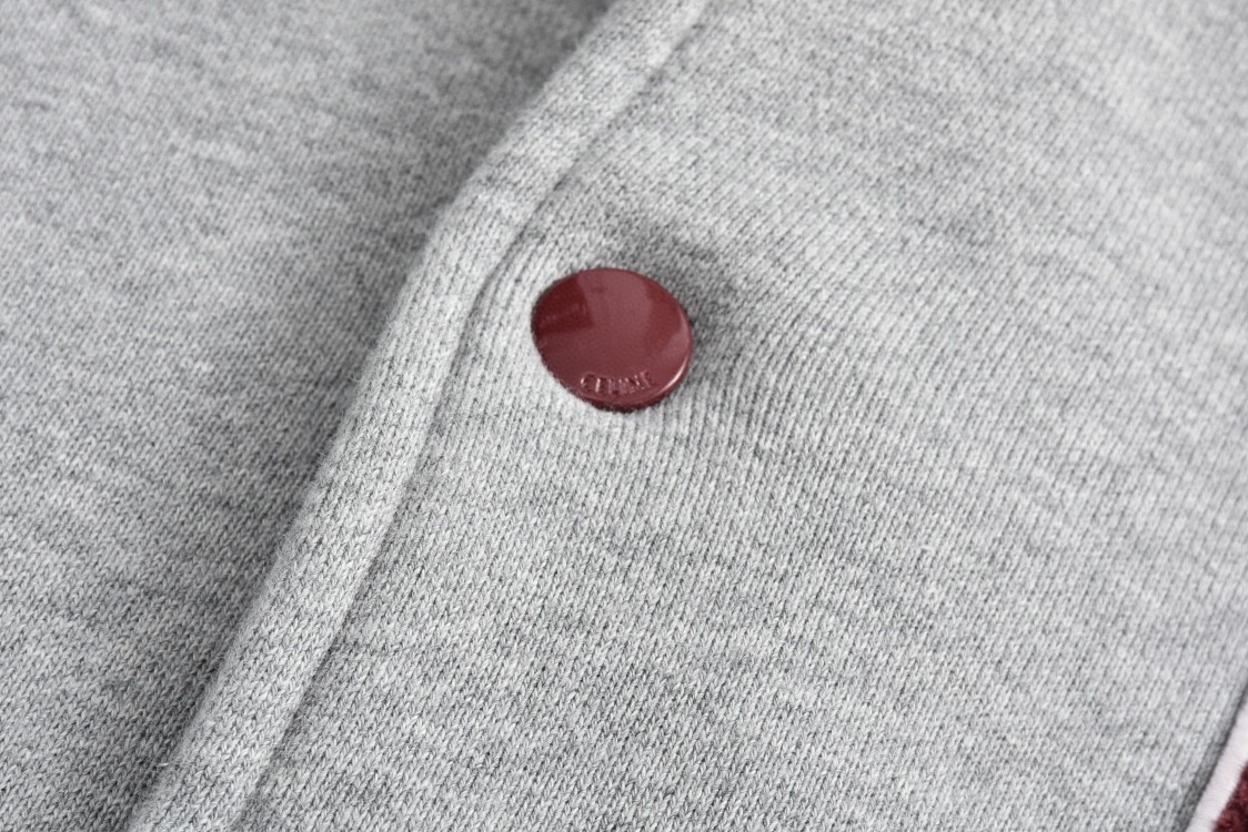 CELINE 赛琳 拼色条纹红色刺绣字母logo棒球服 夹克 外套 长袖 灰色 2Y16D345F-09XO