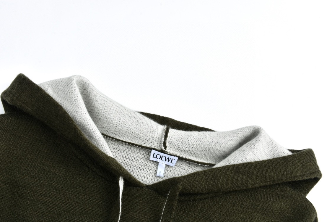 LOEWE 罗意威 logo提花羊毛连帽毛衣 长袖 绿色 H526Y14KGZ-5102