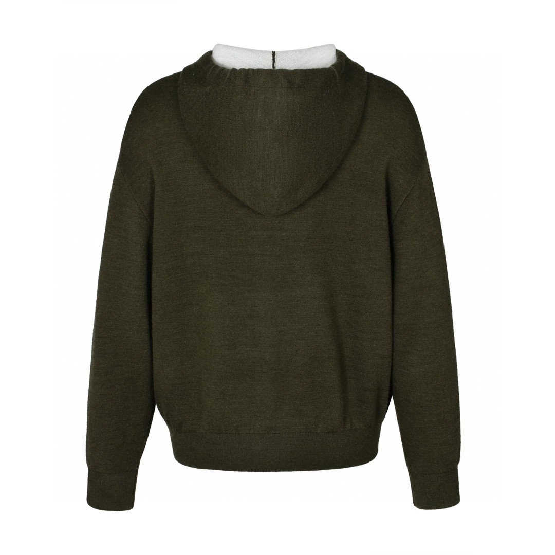 LOEWE 罗意威 logo提花羊毛连帽毛衣 长袖 绿色 H526Y14KGZ-5102