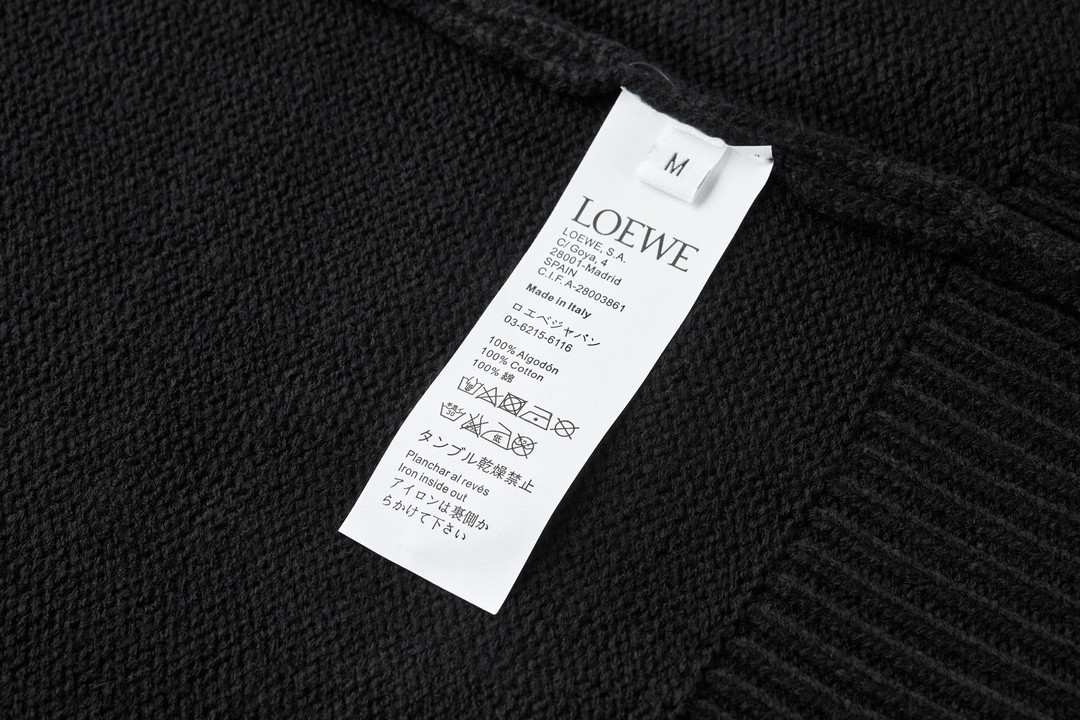 LOEWE 罗意威 小刺绣徽标羊毛毛衣 长袖 灰色 黑色