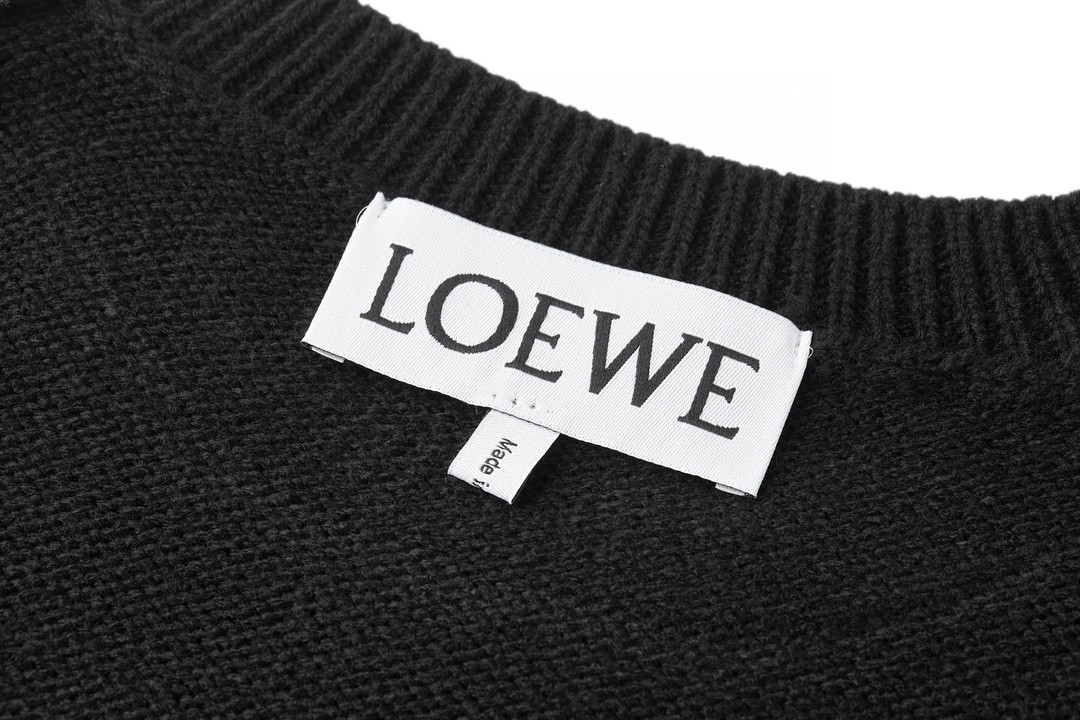 LOEWE 罗意威 小刺绣徽标羊毛毛衣 长袖 灰色 黑色