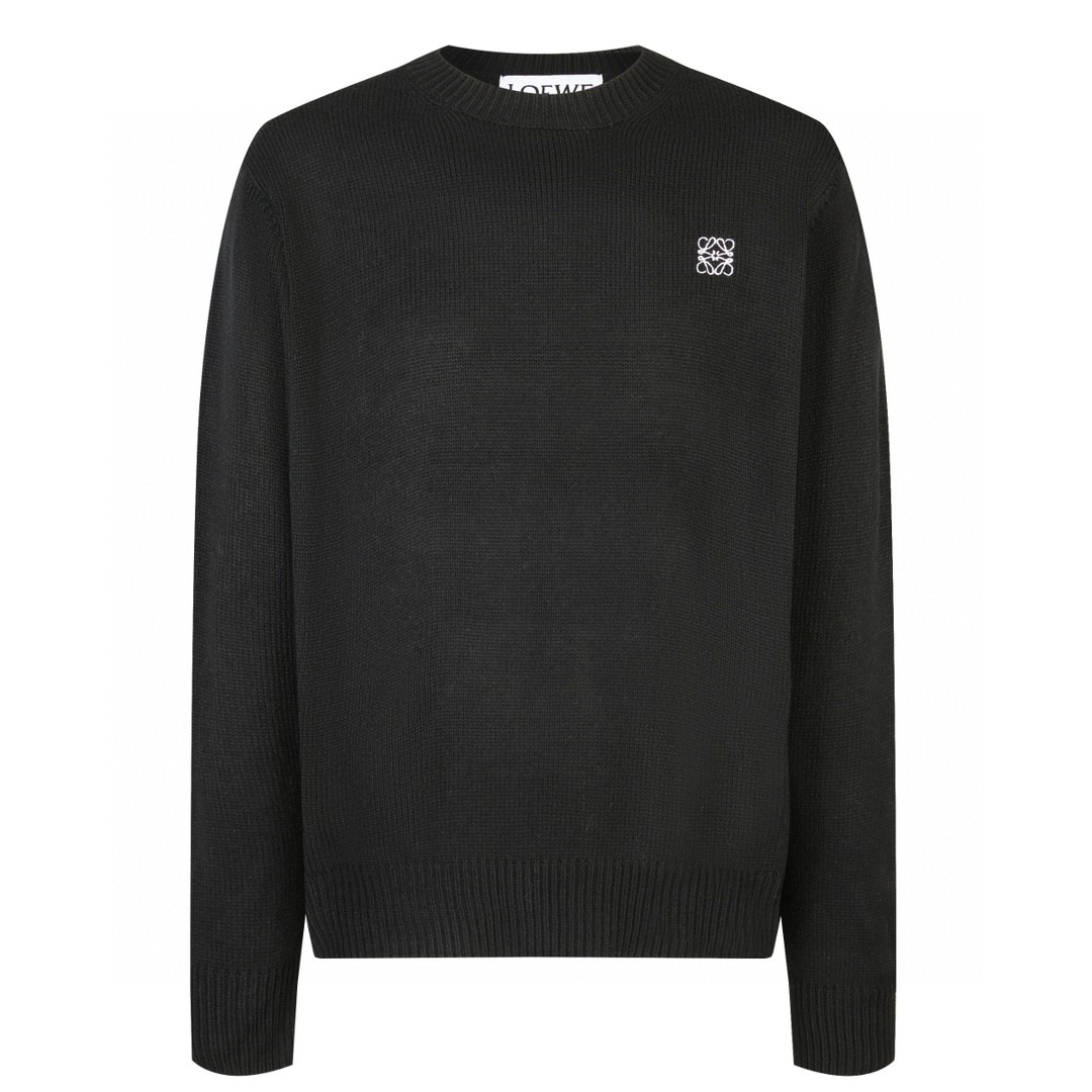 LOEWE 罗意威 小刺绣徽标羊毛毛衣 长袖 灰色 黑色